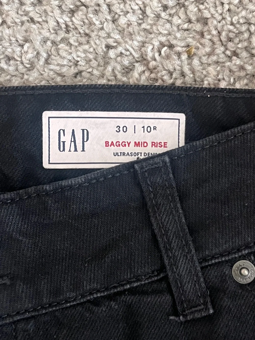 GAP Baggy Mid Rise‎ Wide Leg Jeans Black Denim Size 30/10R Y2K Skater
